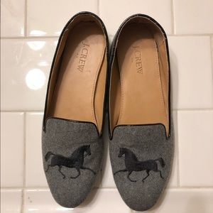 🐴J. Crew Grey Wool Horse Flats/Loafers🐴